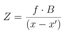 equation of depth from the disparity