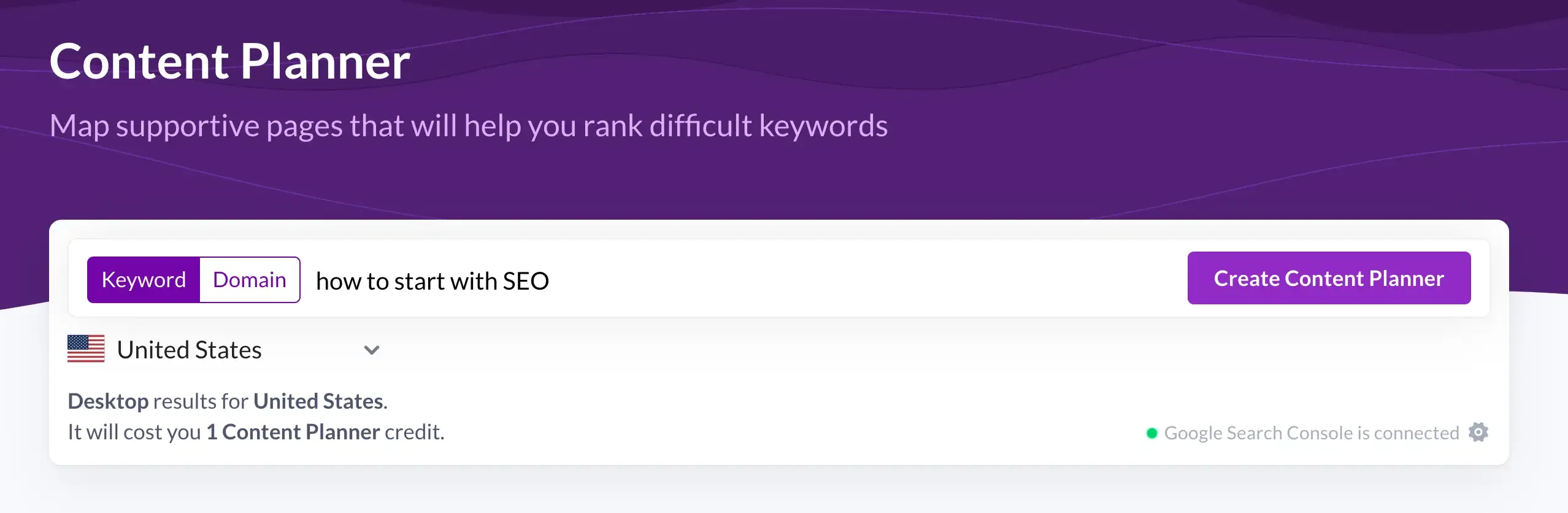 Surfer SEO Content planner keyword